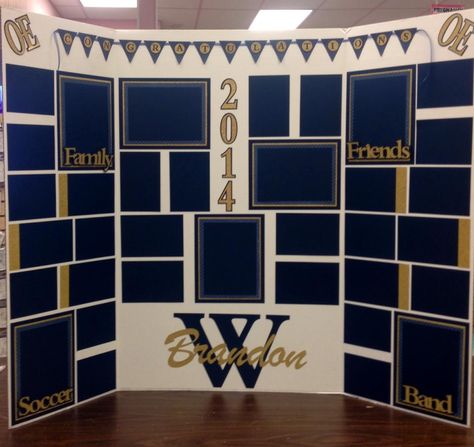 Display board for Graduation...just add pictures over the navy blue photo mats!! Graduation Memory Board, Graduation Photo Boards, Graduation Party Picture Display, Graduation Photo Displays, Craft Table Display, Graduation Display, Graduation Party Pictures, Graduation Boards, Graduation Memories