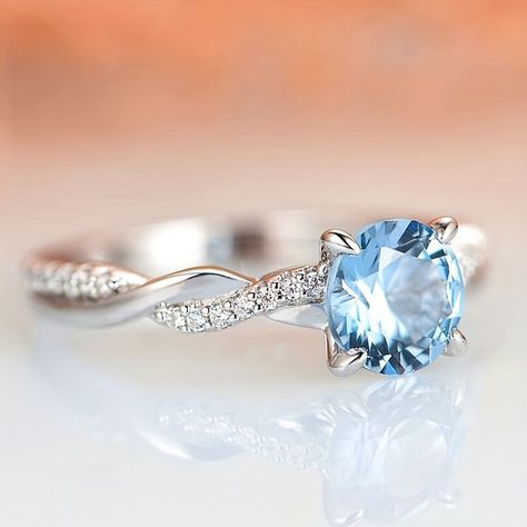 Faster shipping. Better service Twisted Vine Engagement Ring, Vine Engagement Ring, Cute Promise Rings, March Birthstone Ring, Aquamarine Engagement Ring, Promise Rings For Her, Sapphire Color, Aquamarine Ring, March Birthstone