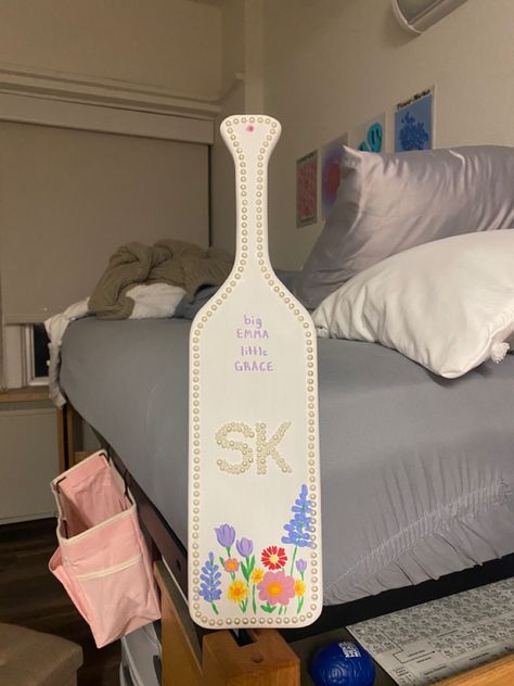 Trendy Sorority Paddle, Paddle Inspiration Sorority, Sorority Paddle Inspiration, Sage Green Sorority Paddle, Easy Sorority Paddles, Sorority Paddles Aesthetic, Painted Sorority Paddle, Sigma Kappa Paddle Ideas, Purple Sorority Paddles