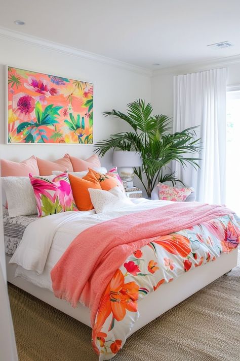 Bedroom Aesthetic Colorful, Summer Bedroom Aesthetic, Subtle Aesthetic, Summer Bedroom Decor, Colorful Bedroom Design, Restful Bedrooms, Decor Ideas For Living Room, Home Decor Cozy, Summer Bedroom