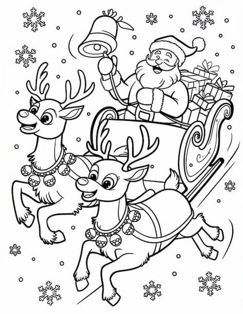 30 Free Printable Reindeer Coloring Pages for Kids Santa Claus For Coloring, Rudolph The Red Nosed Reindeer Coloring, Santa Sleigh Coloring Page, Christmas Reindeer Coloring Pages, Santa Coloring Pages For Kids, Rudolph Coloring Pages Free Printable, Christmas Color Sheets Free, Christmas Coloring For Kids, Winter Coloring Sheets Free Printable