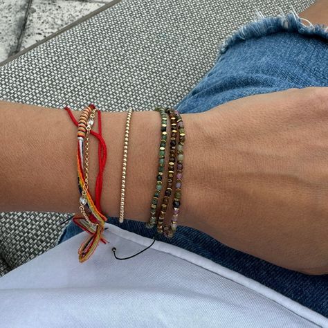 Adjustable beaded bracelet with gold filled hamsa charm Adjustable length One size fits all FINAL SALE Masc Jewelry, Mexican Bracelets, Adjustable Beaded Bracelet, Fabric Bracelets, Hamsa Charm, Red String Bracelet, Everyday Bracelet, Hippie Bracelets, Pretty Jewelry