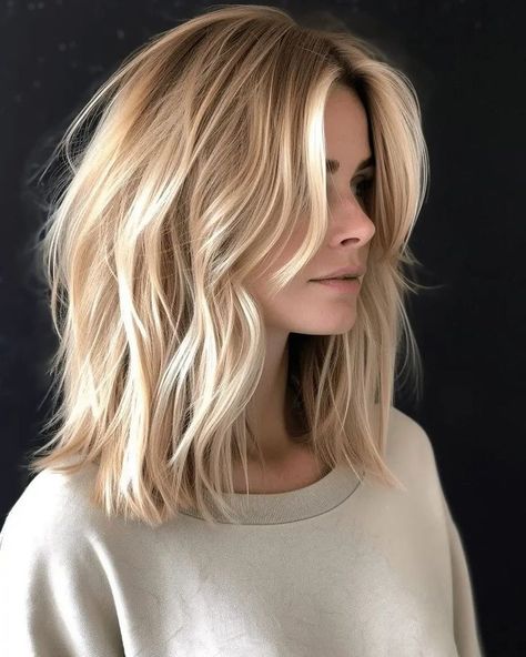 shoulder length hair with short layers • Instagram Pearl Blonde Highlights, Pearl Blonde Balayage, Hair With Short Layers, Pearl Blonde Hair, Kristin Cavallari Hair, Blonde Hair With Fringe, Medium Length Hair Women, Short Shoulder Length Hair, Shoulder Length Blonde