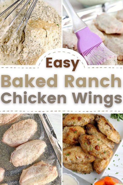 These Baked Ranch Chicken Wings are perfect to share with your friends and family and may just become a new favorite appetizer recipe. Baked Ranch Chicken Wings, Ranch Wings Recipe, Easy Baked Ranch Chicken, Wings Recipe Oven, Chicken Wings Recipe Oven, Crockpot Ranch Chicken, Ranch Chicken Wings, Ranch Dressing Chicken, Whole Baked Chicken