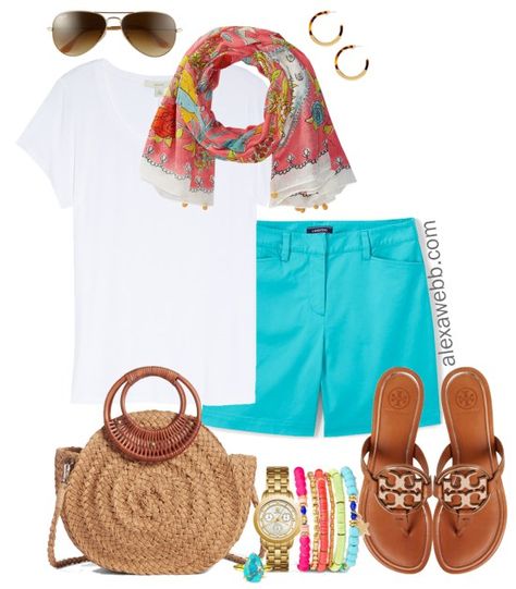 Plus Size Turquoise Shorts Outfit Turquoise Shorts Outfit, Turquoise Outfit Ideas, Sharp Outfits, Petite Plus Size Outfits, Plus Size Shorts Outfit, Turquoise Pants, Turquoise Clothes, Turquoise Shorts, Plus Size Tips