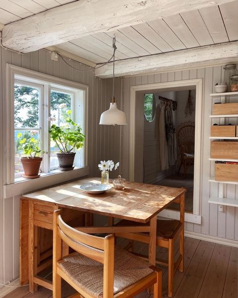 my scandinavian home: An Idyllic Swedish Summer Cottage in the Forest Scandi Style Home, Swedish House Interior, Swedish Cottage Interior, Danish Cabin, Danish Farmhouse, Small Lake House, Scandinavian Beach House, Scandinavian Cabin Interior, Danish Summer House