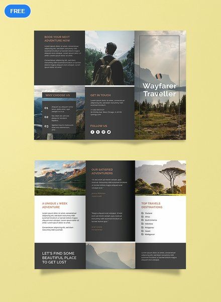 A brochure with a contemporary design that is sure to awaken the wanderlust of your clients. Download this template for free and get to promote your travel agency. This is easy to use and printable. #Brochuredesigns #Brochuretemplates #freedesigns #brochures Travel Brochure Design, Brochure Design Layouts, Mises En Page Design Graphique, Brochure Design Creative, 브로셔 디자인, Brochure Design Layout, Brochure Inspiration, Template Brochure, Trifold Brochure Design