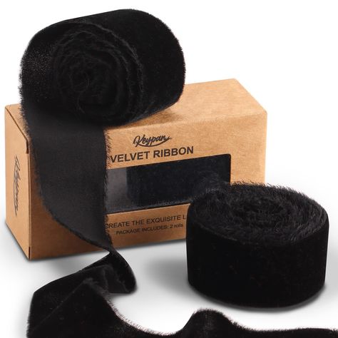 PRICES MAY VARY. 【ATTENTIVE COMBINATION SET】 The package includes 2 rolls black ribbon, 1 1/2 inch wide x 2Yd long each roll, 4 yards in total 【ELEGANT VELVET FABRIC】 High quality velvet ribbon with slightly glossy surface, make your gift looks noble and elegant. You don't have to worry about it getting out of shape or smelling 【HANDMADE CRAFTS】 Each step of this velvet ribbon is completed by hand, including dyeing, tearing into ribbons and fraying. Wrap your gift with this ribbon will make it s Gift Wrapping Black, Shabby Chic Wardrobe, Ribbon For Gift Wrapping, Ribbon For Gift, Velvet Choker Necklaces, Chic Wardrobe, Creative Gift Wrapping, Velvet Choker, Sewing Trim