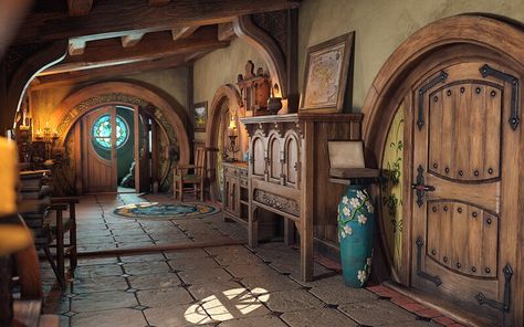 Hobbit House Interior, Casa Do Hobbit, Hobbit Style, Casa Hobbit, Hobbit Hole, Rustic Home Design, Hobbit House, Fantasy Homes, Fantasy House