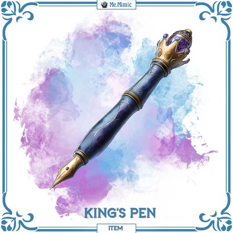 DnD 5e Item King's Pen by Me.Mimic Dnd Artifacts, Dnd City, Homebrew Items, Dnd Creatures, Dnd Things, Fantasy Items, Magic Pen, Dnd Classes, Dungeons And Dragons 5e