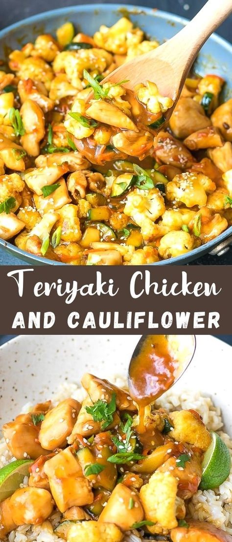 Teriyaki Chicken And Cauliflower – one pan meal, made with just a few ingredients and loaded with Asian flavors. Chicken And Coliflower, Chicken And Cauliflower Crockpot Recipes, Chicken And Cauliflower Recipes Healthy, Cauliflower And Chicken Recipes, Chicken Cauliflower Recipes, Chicken Cauliflower Stir Fry, Chicken And Cauliflower Recipes, Cauliflower Sesame Chicken, Cauliflower Teriyaki