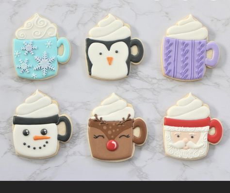 Christmas Coffee Mug Cookies Decorated, Coffee Mug Royal Icing Cookies, Hot Cocoa Mug Cookies Decorated, Coffee Mug Cookie, Christmas Theme Cookies Decorated, Coffee Cup Royal Icing Cookies, Christmas Mug Sugar Cookies, Christmas Mug Cookies Decorated, Coffee Mug Cookies Decorated