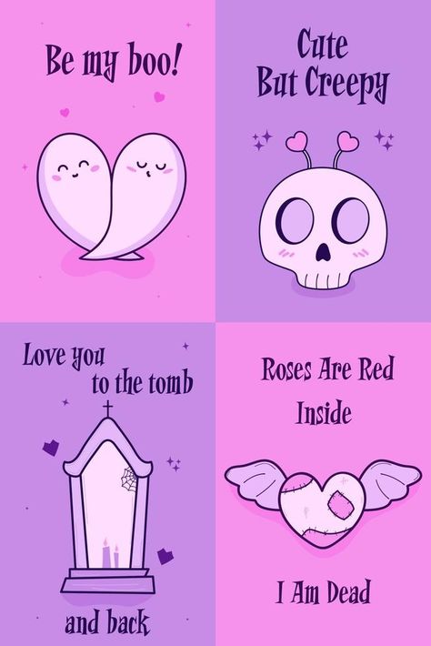 Set of alternative Valentine cards and posters. Creepy clipart. Spooky love. Kawaii pastel goth style. Dead inside. Ragged heart with seam. Be my boo. Ghost couple hugging love. Spooky Valentines Wallpaper, Alternative Valentines Cards, Creepy Clipart, Vday Art, Gothic Valentines Day, Ghost Valentines, Creepy Valentines, Spooky Valentines, Goth Valentines