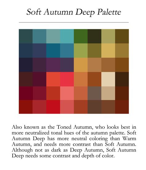 Soft Autumn Deep, Autumn Deep, Soft Autumn Palette, Deep Autumn Color Palette, Soft Autumn Color Palette, Autumn Color Palette, Estilo Hippy, Deep Autumn, Seasonal Color Analysis