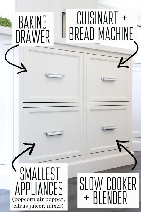 Baking Drawer: How to Make Your Time More Efficient! Baking Drawer, Hide Appliances, Appliance Storage, Kitchen Drawer Organizers, Kitchen Appliance Storage, Drawer Organization, Kitchen Cabinet Drawers, Appliances Storage, Kitchen Drawer Organization