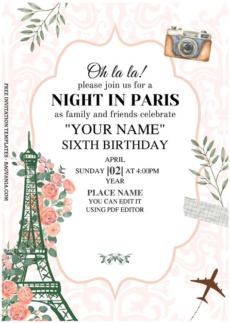 Awesome (Free Editable PDF) Vintage Paris Birthday Party Invitation Templates #free #freeinvitation2019 #birthday #disney #invitations #invitationtemplates Paris Invitations Template, Paris Party Invitations, Paris Theme Invitations, Paris Birthday Invitations, Paris Birthday Party, Make Birthday Invitations, Paris Invitations, Paris Themed Birthday Party, Holding A Baby