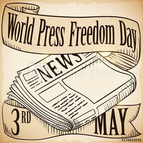 Scroll with Newspaper to Commemorate World Press Freedom Day World Press Freedom Day, Press Freedom, School Series, World Press, Mango Tree, Newspaper, Stock Vector, Vector Illustration, Mango