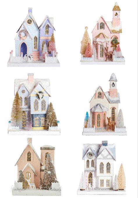 Caitlin Wilson Christmas, Christmas Village Diy, Cardboard Village, Home Decor Fireplace, Paper Village, Glitter House, Home Decor Winter, Putz House, Caitlin Wilson