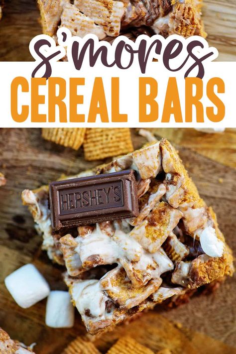 These Golden Graham Bars are loaded with marshmallows, chocolate, and graham cracker cereal! Just like a s'mores! Golden Graham Bars, Baking Squares, Golden Graham Treats, Graham Bars, Golden Grahams Smores Bars, Marshmallow And Chocolate, Golden Grahams, Bar Desserts, Marshmallow Chocolate