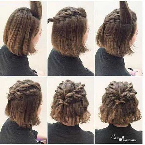 20 Incredible DIY Short Hairstyles #shorthairstyles Braided Crown Hairstyles, Half Ponytail, Prom Hairstyles For Short Hair, Peinados Fáciles Para Cabello Corto, Hair Styles 2017, Penteado Cabelo Curto, 짧은 머리, Cute Hairstyles For Short Hair, Hair Updo