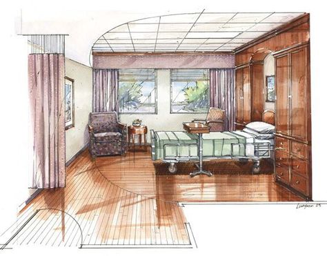 Sketch Interior Design, Sketch Perspective, Room Sketch, Interior Architecture Sketch, View Sketch, Hand Rendering, Architecture Drawing Presentation, Perspective Sketch, Exterior Sketch