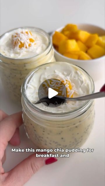 My Wellness by Nature on Instagram: "Sharing Better BREAKFAST Choices 😃☀️👌 MANGO CHIA PUDDING 🥭 Your favourite recipe of 2023, and probably my favourite too. Light, refreshing and delicious with fresh or frozen mango. What’s not to love. Follow @alicelovesbreakfast for more simple and delicious recipes like this. INGREDIENTS (serves 1) 👩🏻‍🍳 Chia layer  ➡️ 3 tbsp chia seeds  ➡️ 120ml milk  ➡️ 1/2 cup mango Yoghurt layer  ➡️ greek yoghurt  ➡️ piece of mango ➡️ desiccated coconut  Method  1. In a blender, mix together your frozen mango and milk 2. Pour into a jar with chia seeds 3. Leave for a few hours in the fridge or overnight  2. Once ready to serve, top with yoghurt, desiccated coconut and a piece of mango  #healthybreakfast #chiapudding #highprotein #breakfastideas #breakfa Mango Chia Seed Pudding, Mango Chia Pudding, Better Breakfast, Frozen Mango, Desiccated Coconut, Plant Based Cookbook, Breakfast Choices, High Protein Breakfast, Chia Seed Pudding