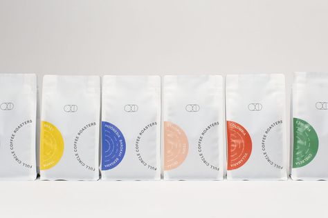 Full Circle Coffee Roasters' Upgraded Packaging System Is Reflective Of The Brand's High Quality Coffee | Dieline - Design, Branding & Packaging Inspiration Circular Packaging Design, Circle Designs Pattern, Round Package Design, Circle Packaging Design, Circle Branding Design, Circular Packaging, Nordic Packaging Design, Science Packaging, Circles Branding