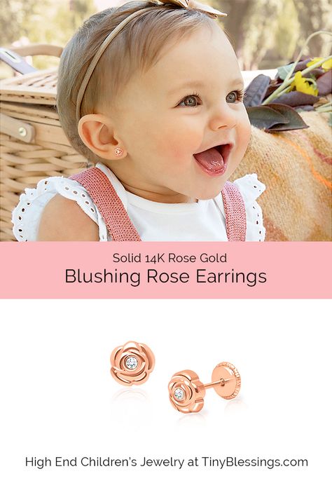 Kids Earrings Gold Children, Gold Earrings For Kids Baby, Baby Earrings Infants, Kids Diamond Earrings, Ear Rings For Kids, Newborn Earrings, Baby Gold Earrings, Kids Earrings Gold, Infant Earrings