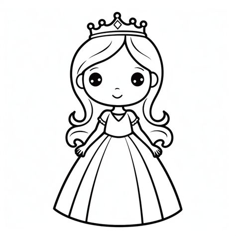 ring drawing,princess drawing,color drawing,black and white drawing,prince drawing,basic simple cute cartoon princess outline,isolated on white background,children s coloring page,thick crisp lines,black and white,outline art,coloring book,no noise,hair,nose,face,eye,human body,neck,sleeve,dress,cartoon,gesture Drawing Princess, Princess Drawing, Prince Drawing, Ring Drawing, Dibujo Simple, Color Png, Black And White Cartoon, Black Kitty, Color Drawing