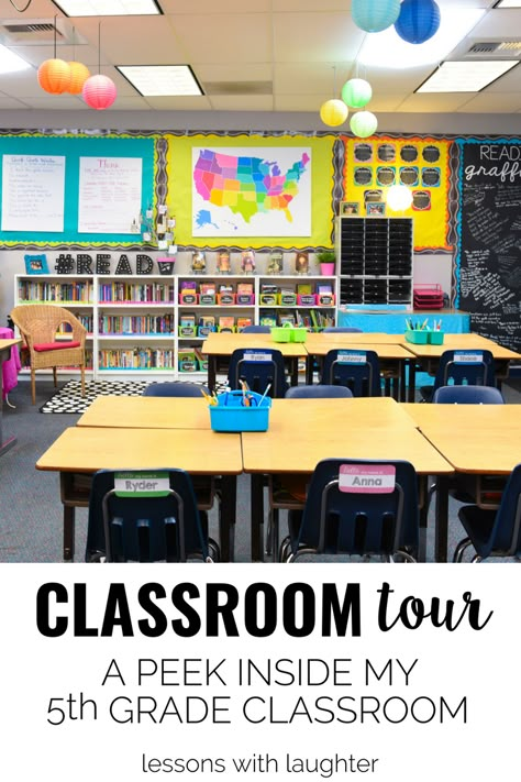 Fourth Grade Classroom Set Up Design, 5th Grade English Classroom, 5th Grade Essentials, Classroom Organization With Tables, Intermediate Classroom Setup, Fifth Grade Classroom Ideas, Teaching Fifth Grade, Sixth Grade Classroom Decoration, 4th Grade Classroom Must Haves