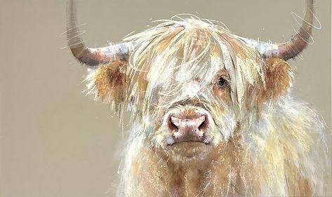 Highland Cow Painting, Highland Cow Art, Highland Cow Canvas, Scottish Highland Cow, Wall Art Aesthetic, Pastel Sec, Highland Cows, Brown Cow, Cow Canvas