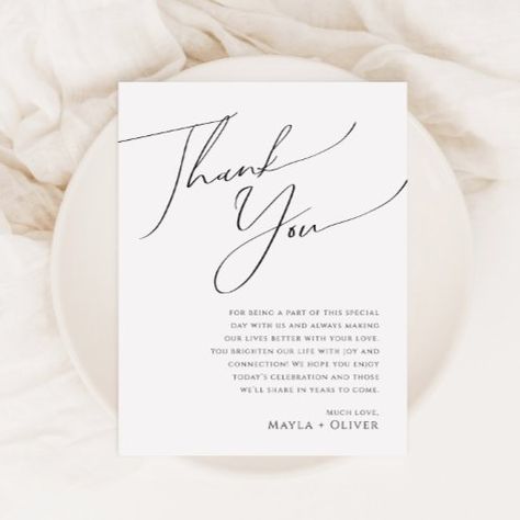 $1.41 | Whimsical Minimalist Script Table Thank You Card - minimalist reception plate napkin note, boho table thank you card, classic wedding place setting card, whimsical guest letter favor decor, vintage black elegant script ss047, simple editable white bohemian fall, romantic minimal modern summer design, shabby chic glam handwritten calligraphy, classy delicate luxury winter fairytale, basic unique fancy formal autumn Whimsical Minimalist, Minimalist Reception, Place Setting Cards, Boho Table, Handwritten Calligraphy, Bohemian Fall, White Bohemian, Luxury Winter, Wedding Place Settings