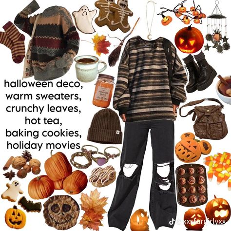 Halloween Core Aesthetic Outfits, Warm October Outfits, Halloween Vibes Outfit, Autumncore Outfit, Halloweencore Outfit, Fallcore Outfits, Salem Massachusetts Outfits, Fall Halloween Outfits, Halloween Themed Outfits