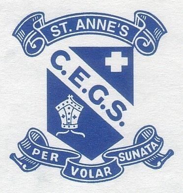 St Anne's CEGS Townsville School Crest #crest Vintage Crest Logo, Chicago Graphic Design, Heraldic Logo, School Crest, Rugby Logo, Grape Painting, Ribbon Logo, Brand Refresh, St Anne