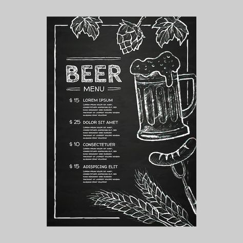 Chalkboard Beer, Beer List Chalkboard, Beer Chalkboard Art, Beer Menu Design, Oktoberfest Menu, Chalkboard Restaurant, Chalkboard Bar, Chalk Menu, Beer Menu