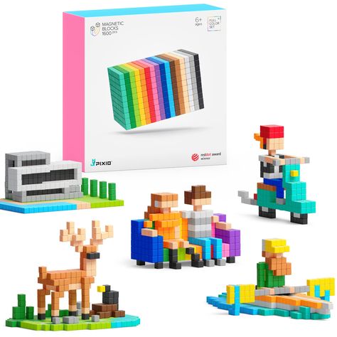 Pixel Art Building, Magnet Blocks, Geek Toys, Magnetic Blocks, Tiny Toys, Magnetic Building Blocks, Smart Building, Kids Blocks, Open Ended Toys