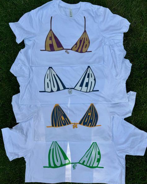 I have been SO BUSY fulfilling orders, but here are some adorable bikini tees going out today! 😍 Get yours in the link in bio! Any school, words, colors! #customcollege #customsororityapparel #customcollegeapparel #gameday #tailgate #gamedayapparel #tailgateapparel #collegemerch #sororitymerch #bedparty #biglittle #biddaybestday #bidday #graduation #graduationgifts #customhoodies #customcollege #customsororityapparel #customcollegeapparel #gameday #tailgate #gamedayapparel #tailgateappare... Game Day Outfit Kentucky, Sorority Bar Crawl Shirts, White Out Football Game Outfit College, Sorority Jersey Outfit, College Club Merch Ideas, Red And Blue Game Day Outfit, Custom Gameday Outfits, Gameday Shirts Diy, Gameday Outfits College