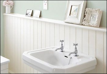 Wallpaper And Beadboard, Bathroom Beadboard Ideas, Beadboard Ideas, White Wood Paneling, Beadboard Wallpaper, Beadboard Bathroom, Beadboard Wainscoting, Bad Inspiration, Downstairs Toilet