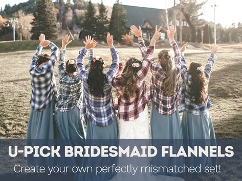 Flannel Wedding Dress, Mismatched Bridal Party, Flannel Wedding, Red Barn Wedding, Barn Wedding Invitations, Wedding Date Sign, Rustic Fall Wedding, Sustainable Wedding, Camp Wedding