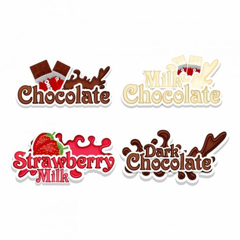 Set of chocolate labels Premium Vector Chocolate Logos Ideas, Chocolate Logo Design Ideas, Puding Sedot, Chocolate Label, Ice Cream Logo, Chocolate Quotes, Menu Illustration, Chocolate Logo, Chocolate Labels