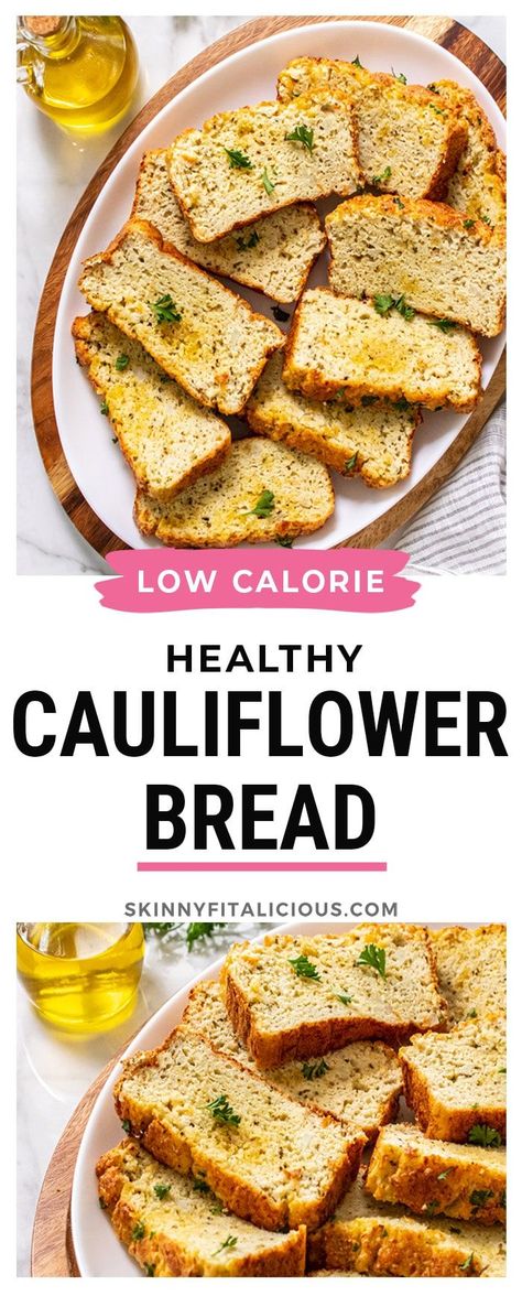 Low Calorie Rolls, Low Calorie Gluten Free Bread, Low Calorie Cauliflower Recipes, Cauliflower Bread Recipes, Low Calorie Gluten Free Recipes, Cauliflower Ideas, Healthy Bread Recipe, Cauliflower Flour, Gf Appetizers