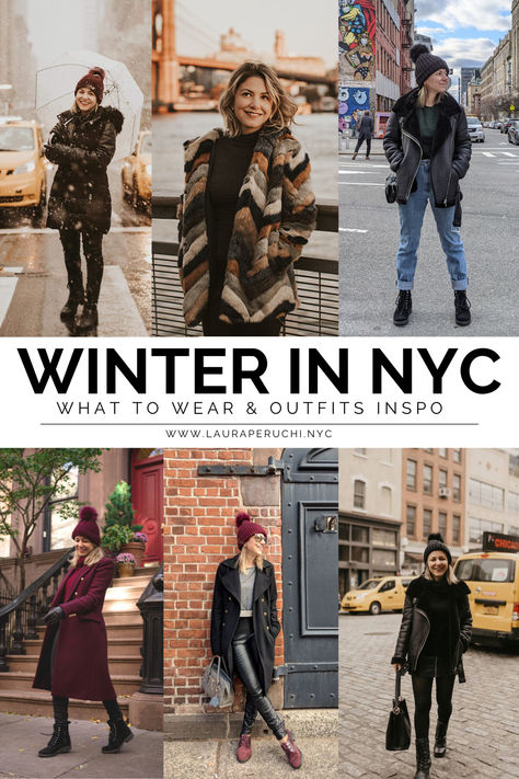 Check some useful tips on how to dress in NYC during winter! Cold Weather Outfits New York, Central Park Outfit Winter, New York In The Winter Outfits, Dinner In Nyc Outfit Winter, New York Attire Winter, Nyc Travel Outfit Winter, Winter Nyc Style, New York Winter Fashion 2024, Nyc Winter Looks