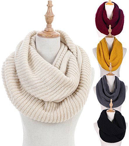 BeingStyle | Knit Winter Infinity Scarf for Women Fashion Thick Warm | #scarfs #whatwomenwear Ways To Tie Scarves, Ways To Wear A Scarf, Scarf Outfit, Cheap Christmas, Outfit Chic, Outfit Invierno, Scarf Fashion, Warm Red, Loop Scarf