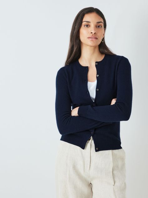 John Lewis Cashmere Crew Neck Cardigan, Navy Navy Blue Cardigan Outfit, Navy Cardigan Outfit, Blue Cardigan Outfit, Winter Outfit Ideas For Women, Outfit Cardigan, Navy Blue Cardigan, Crew Neck Cardigan, Fall Cardigans, Navy Outfit