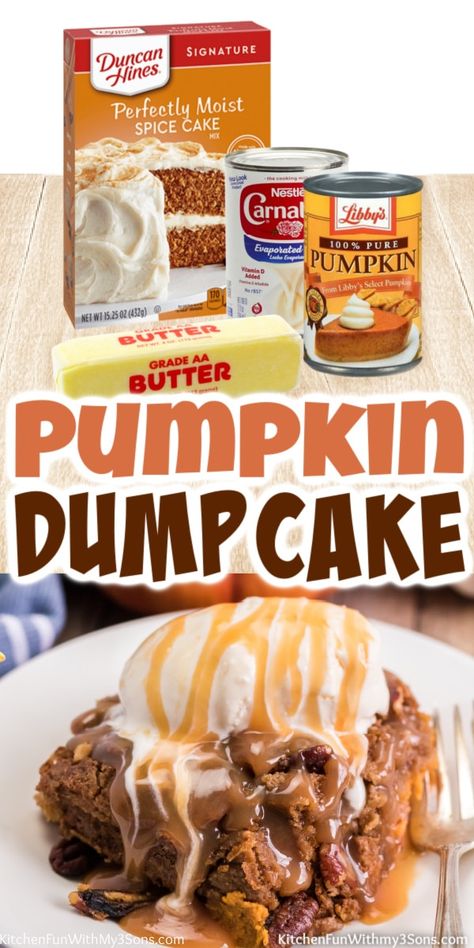 This pumpkin dump cake is so easy to make and perfect for fall. It takes less than 20 minutes to prepare, but tastes as if you put in hours of work! Pumpkin Squares With Cake Mix Boxes, Ww Spice Cake And Pumpkin, Pumpkin Crisp Recipe Dump Cakes, Pumpkin Cake Crockpot, Dump N Bake Pumpkin Cake, Keto Pumpkin Pecan Dump Cake, Pumpkin Dump Cake Recipe With Spice Cake Easy, Pumpkin Pie Dump Cake Recipe 12 Tomatoes, The Best Pumpkin Dump Cake