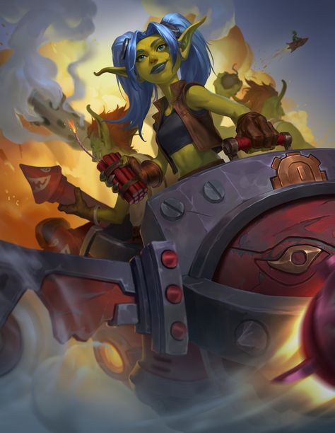 Goblin World Of Warcraft, Wow Goblin, World Of Warcraft Goblin, World Of Warcraft Characters, Goblin Art, Warcraft Characters, Dnd Races, Warcraft Art, Paintings And Drawings