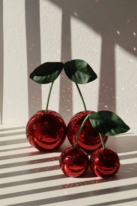 aesthetic red room, cherry decor, cherry room decal, cherry room decor, cherry room decor aesthetic, cherry room decor diy, cherry room decor wall art, cherry room decorations, fruit red decor, fruit room decor, red room decor, red room decorations Disco Cherry, Red Room Decor, Cherry Leaf, Disco Decorations, Maximalist Design, Funky Decor, Red Decor, Red Rooms, Disco Ball