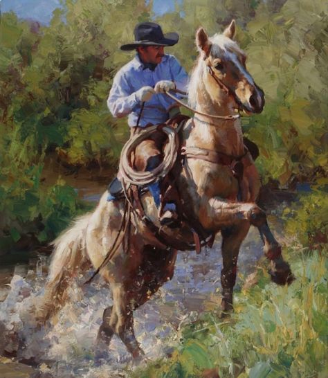 jasonrich_art Arte Cowboy, Cowboy Artists, American Cowboy, Cowboy Pictures, Western Artwork, Wilde Westen, Western Paintings, Cowboy Horse, West Art