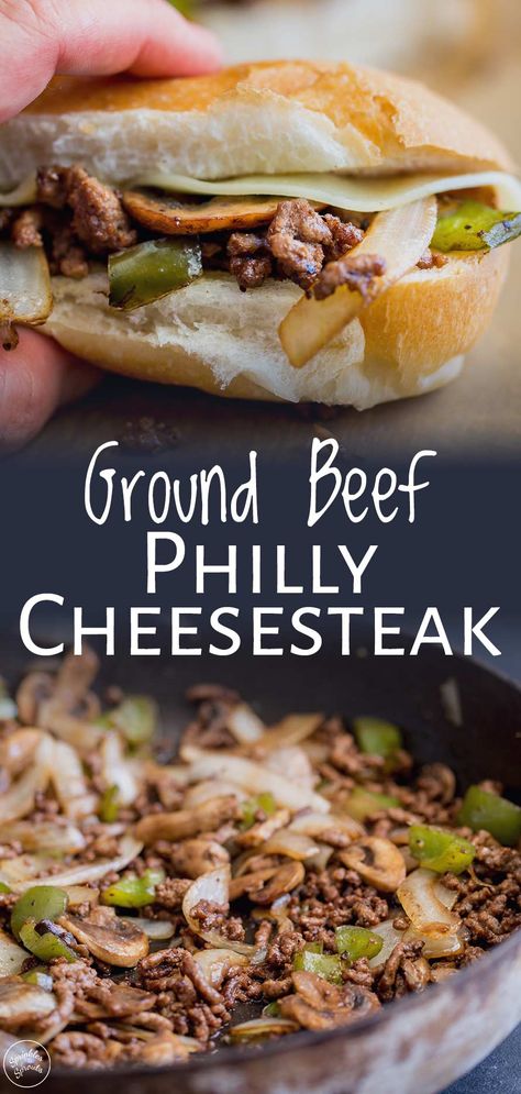 Ground Beef Philly, Cheese Steak Sandwich Recipe, Hoagie Sandwiches, Ww Lunch, Philly Cheese Steak Sandwich, Cheesesteak Sandwich, Philly Cheesesteaks, Steak Sandwich Recipes, Philly Cheese Steak Sliders