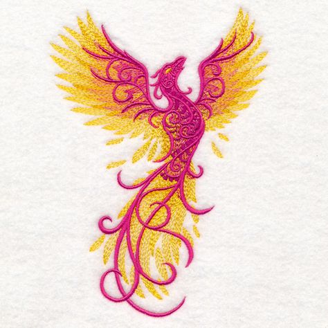 Phoenix Ascends design (UT18553) from UrbanThreads.com Feminine Christmas, Phoenix Embroidery, Embroidery Tips, Freestanding Lace Embroidery, Feather Stitch, Urban Threads, Embroidered Canvas, Holiday Flower, Types Of Embroidery